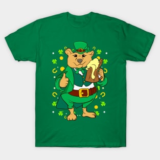 Irish Bear Leprechaun Beer St Patricks Day T-Shirt